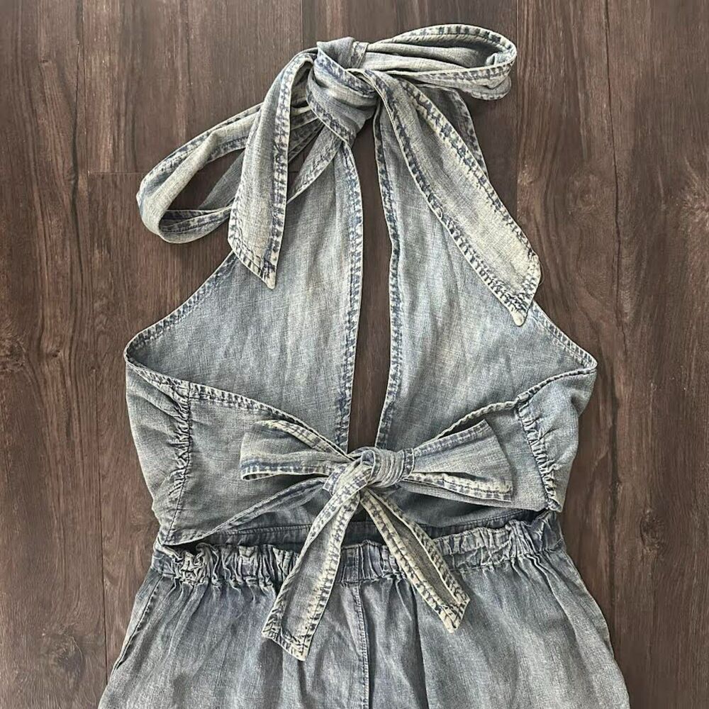 Free People C'est La Vie Convertible One Piece Jumpsuit Blue Pants Romper Medium - Picture 11 of 12